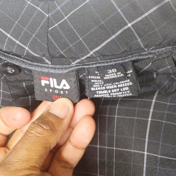 Fila Sport Black/Gray Plaid Flat Front Golf Shorts - Picture 5 of 10